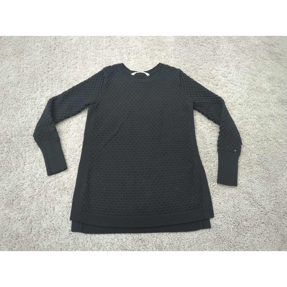 Athleta Honeycomb Sweater Womens Small Black Pullover‎ Long Sleeve